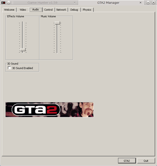 GTA2 Manager, Audio tab.